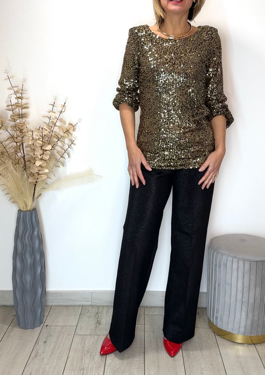 Blusa casacca elasticizzata in tessuto paillettes