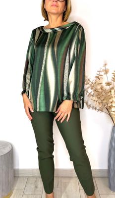 Blusa casacca camicia donna in fantasia verde