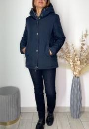 Piumino mod. parka con cappuccio blu bianco