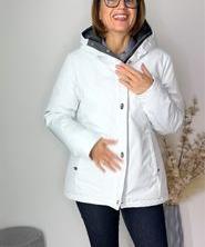 Piumino mod. parka con cappuccio blu bianco